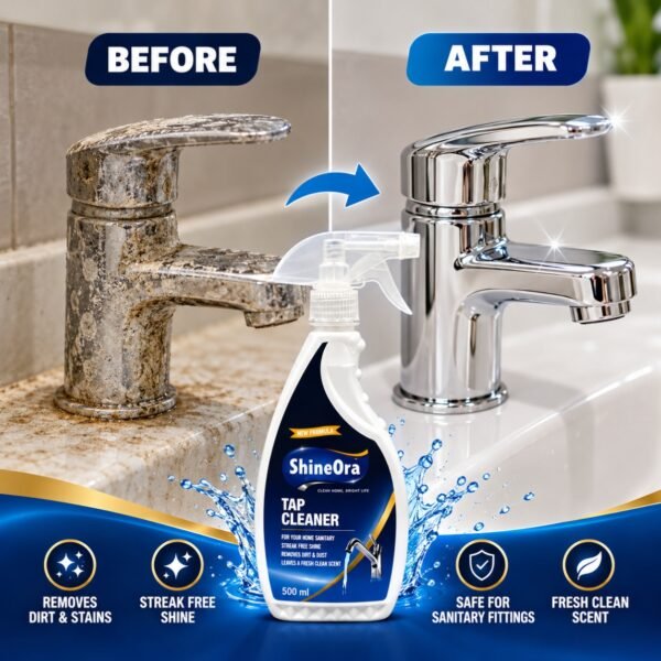 Shineora tap cleaner before & after ShineOra Tap Cleaner β 500 ml
