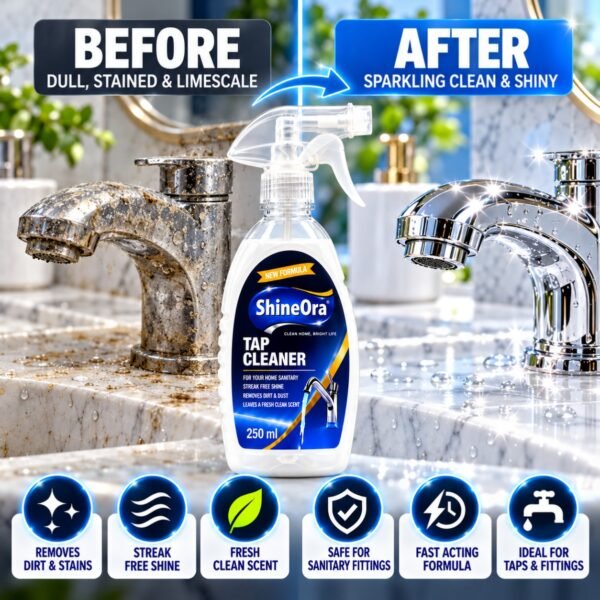 shinero tap cleaaner befor& after ShineOra Tap Cleaner β 250 ml